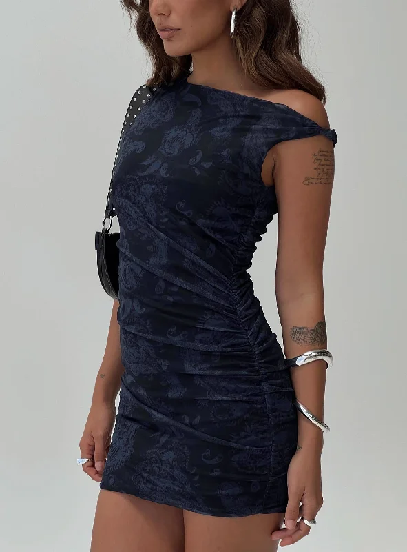 Formal party dresses with sophisticated designs and luxurious fabrics for formal galas -Cadzow Mini Dress Navy