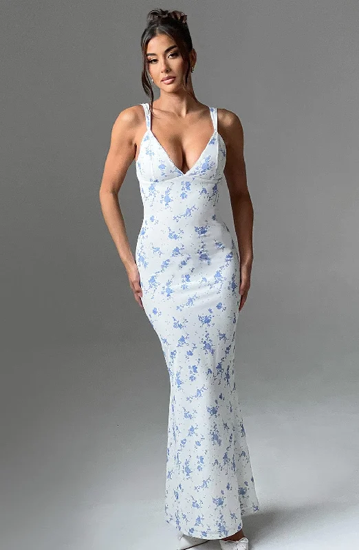 Prom dresses with unique cultural influences and traditional styles for cultural heritage -Caoimhe Maxi Dress - Blue Ditsy Print Prom dresses with unique cultural influences and traditional styles for cultural heritage -Caoimhe Maxi Dress - Blue Ditsy Print