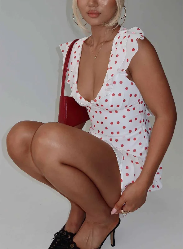 Party dresses with sustainable materials and designs -I Guess So Mini Dress White / Burgundy