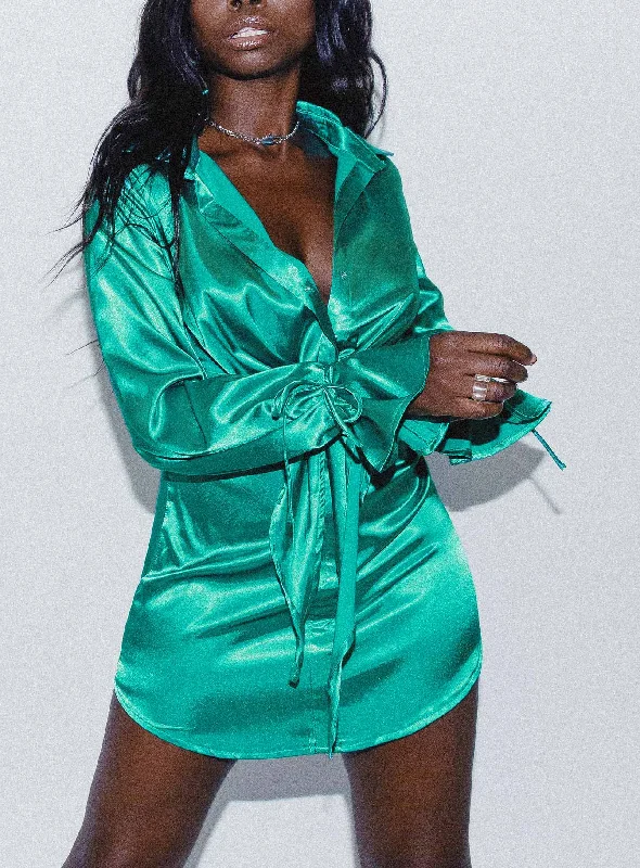 Formal party dresses for formal galas with unique cultural influences -Liberty Mini Dress Green Formal party dresses for formal galas with unique cultural influences -Liberty Mini Dress Green