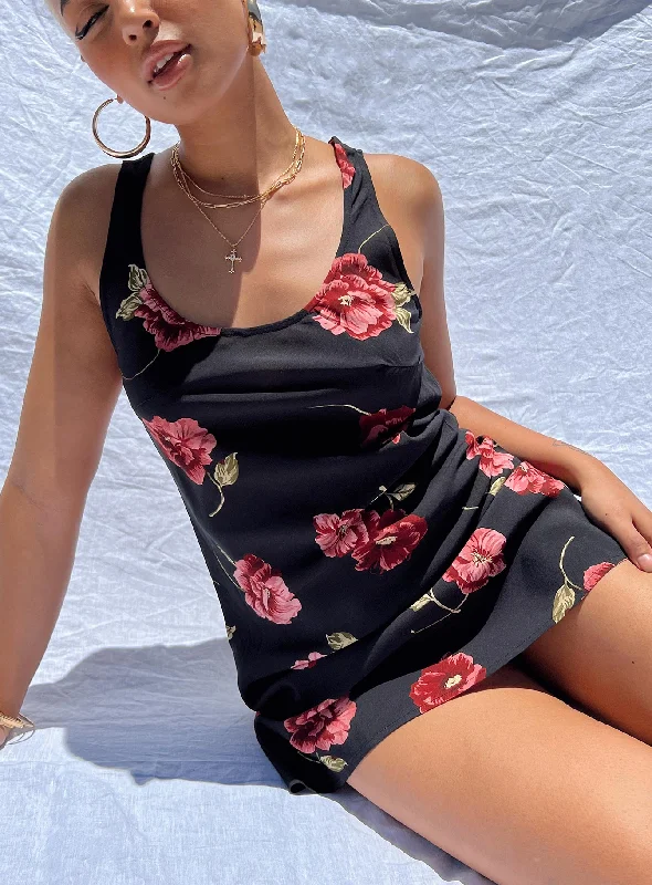 Birthday dresses with sustainable materials and innovative technology integration for modern style and sustainability -Shelli Vintage Floral Mini Dress Black / Multi Birthday dresses with sustainable materials and innovative technology integration for modern style and sustainability -Shelli Vintage Floral Mini Dress Black / Multi