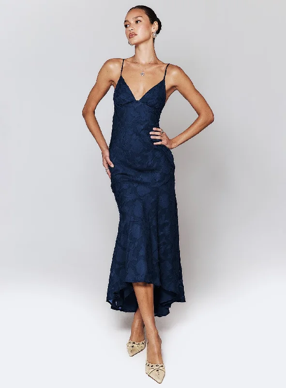 Prom dresses with eco-friendly materials -Cyrene Maxi Dress Navy