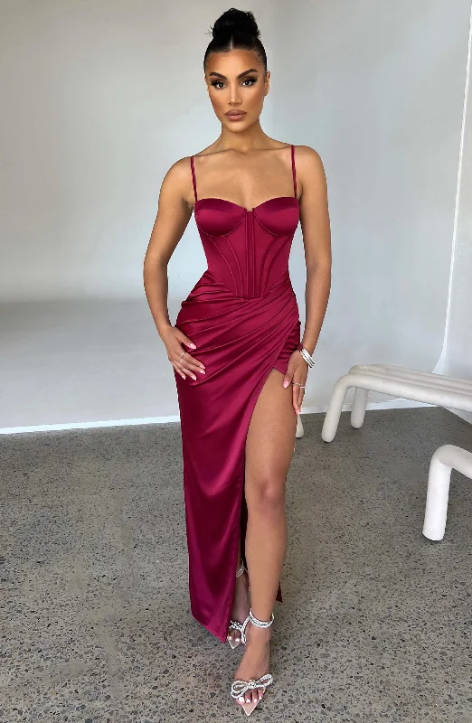 Corset dresses with unique accessories and embellishments for special occasions and events to stand out -Despina Maxi Dress - Wine Corset dresses with unique accessories and embellishments for special occasions and events to stand out -Despina Maxi Dress - Wine