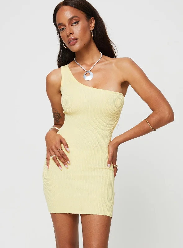 Party dresses with smart health monitoring features -Denham One Shoulder Mini Dress Yellow Party dresses with smart health monitoring features -Denham One Shoulder Mini Dress Yellow