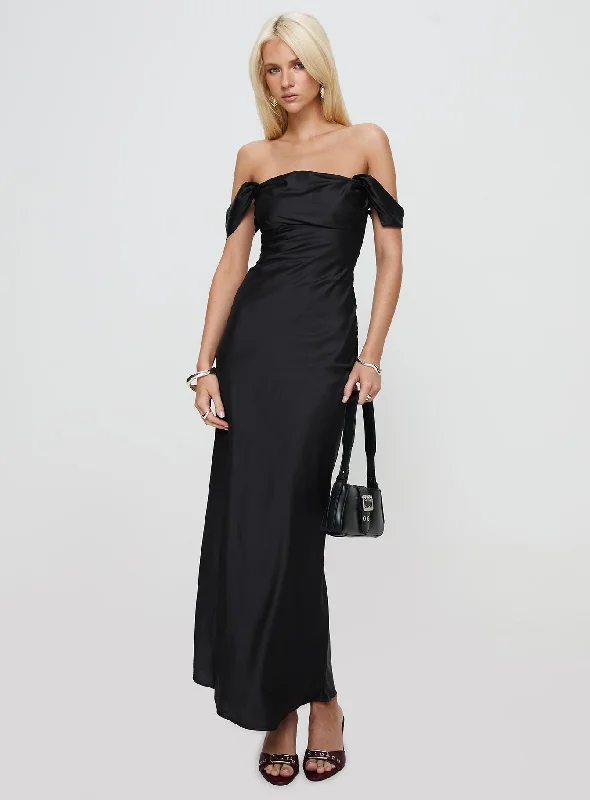 Formal gowns with luxurious fabrics and sophisticated designs for formal events and high-end galas -Azura Off The Shoulder Maxi Dress Black Formal gowns with luxurious fabrics and sophisticated designs for formal events and high-end galas -Azura Off The Shoulder Maxi Dress Black