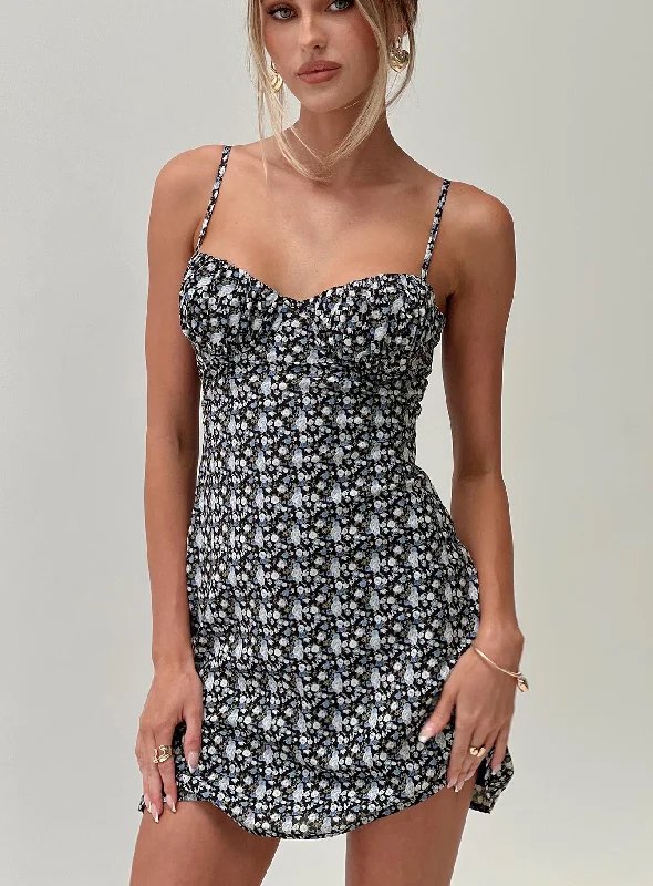 Birthday dresses with sustainable materials and designs -Draven Mini Dress Black Multi Birthday dresses with sustainable materials and designs -Draven Mini Dress Black Multi