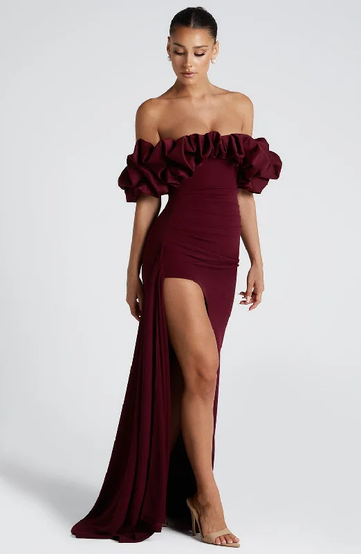 Prom dresses for outdoor activities with durable and water-resistant fabrics for adventure and exploration in challenging environments -Elsie Maxi Dress - Cherry Lacquer Prom dresses for outdoor activities with durable and water-resistant fabrics for adventure and exploration in challenging environments -Elsie Maxi Dress - Cherry Lacquer