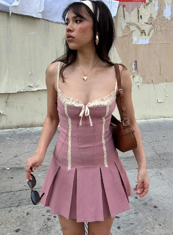 Party dresses with convertible necklines and sleeves for versatility and styling flexibility -Shirina Mini Dress Dusty Pink