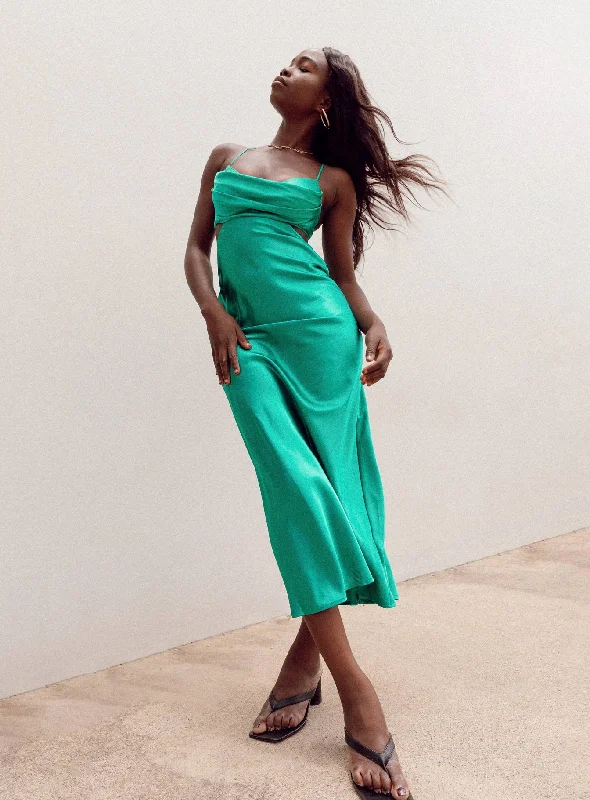 Formal party dresses for formal events with classic silhouettes and vintage-inspired accessories for a classic look -Giselle Midi Dress Green