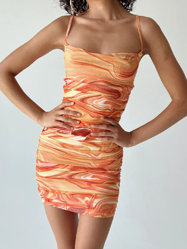 Corset dresses with unique cultural influences and traditional styles for cultural identity and heritage -Harlan Mini Dress Orange Multi