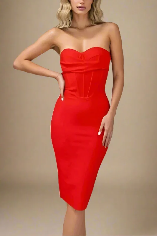 Miles Bodycon Midi Dress - Lipstick Red