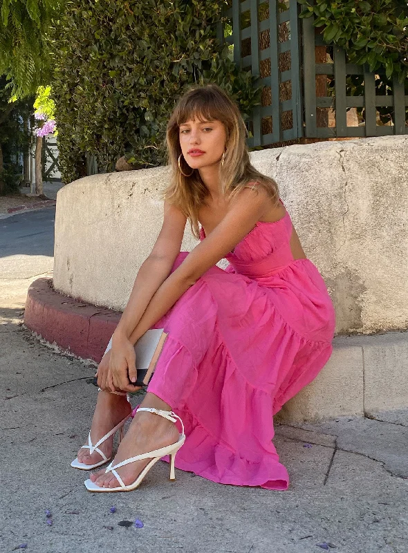 Guest attire for morning coastal weddings- -Joella Midi Dress Pink