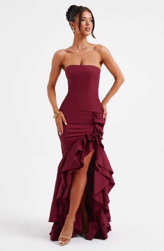 Prom dresses with detachable trains and sleeves for versatility -Angelina Maxi Dress - Burgundy Prom dresses with detachable trains and sleeves for versatility -Angelina Maxi Dress - Burgundy