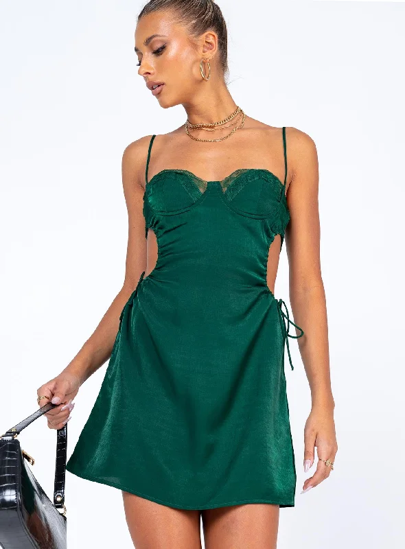 Party dresses for formal events with elegant silhouettes -Hazel Cut Out Mini Dress Forest Green Party dresses for formal events with elegant silhouettes -Hazel Cut Out Mini Dress Forest Green