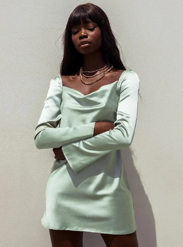 Birthday dresses with metallic accents and glitter for parties and celebrations -Star Power Mini Dress Sage Birthday dresses with metallic accents and glitter for parties and celebrations -Star Power Mini Dress Sage
