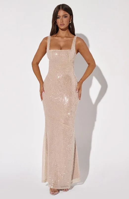 Prom dresses with vintage-inspired accessories and jewelry for a nostalgic and classic look -Corinne Maxi Dress - Nude Prom dresses with vintage-inspired accessories and jewelry for a nostalgic and classic look -Corinne Maxi Dress - Nude