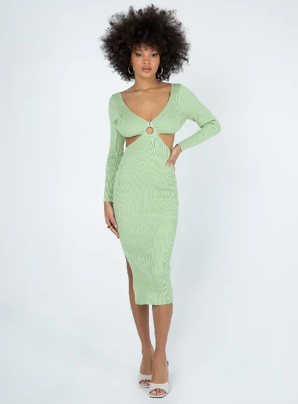 Corset dresses with unique accessories and embellishments for special occasions and events to stand out -Lucia Midi Dress Green