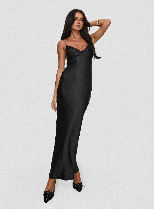 Party dresses with metallic colors and sequins for formal parties -Marilyn Maxi Dress Black