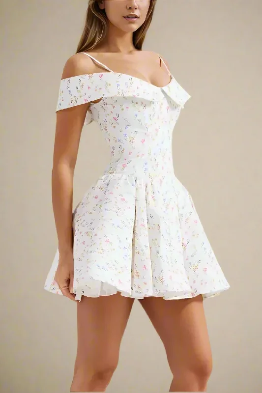 Allanah Bodycon Day Mini Dress - White Pearl