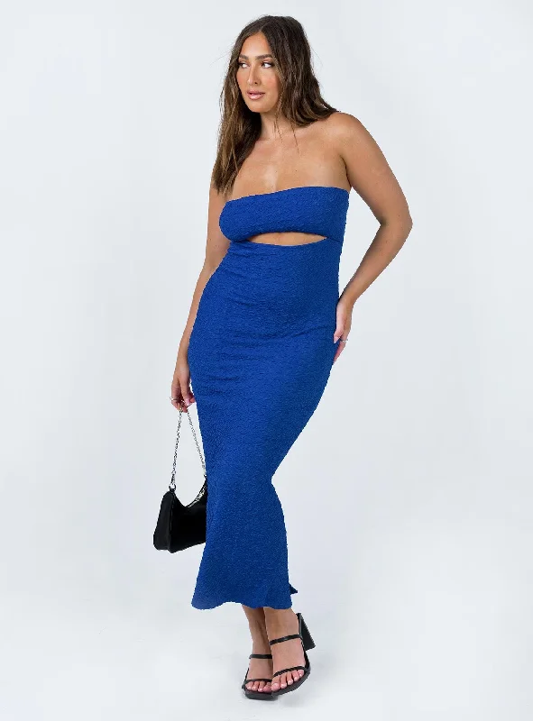 Corset dresses for special occasions with custom embroidery -Talena Strapless Midi Dress Blue Corset dresses for special occasions with custom embroidery -Talena Strapless Midi Dress Blue