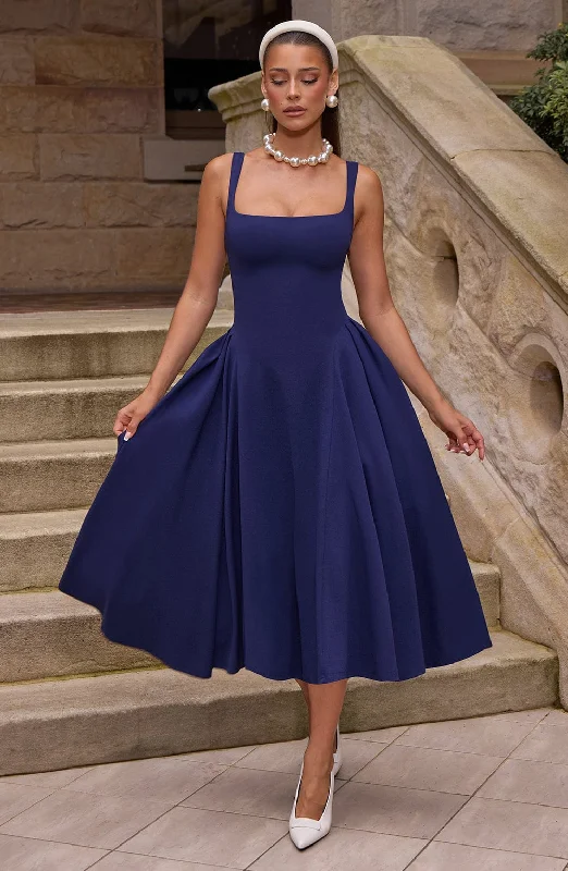 Formal gowns with sophisticated designs and luxurious fabrics for formal galas and high-end events -Betty Midi Dress - Navy Formal gowns with sophisticated designs and luxurious fabrics for formal galas and high-end events -Betty Midi Dress - Navy