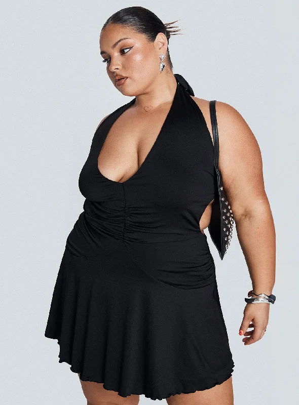 Party dresses with unique cultural influences and traditional styles for cultural identity and heritage -Maeva Halter Mini Dress Black Curve Party dresses with unique cultural influences and traditional styles for cultural identity and heritage -Maeva Halter Mini Dress Black Curve