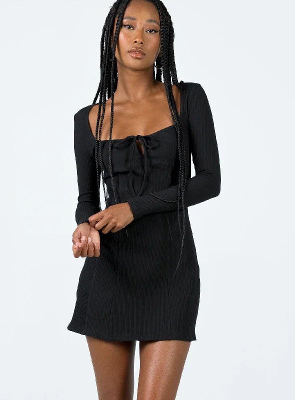 Party dresses for special occasions with personalized messages and quotes for a personal and meaningful touch -Normandy Long Sleeve Mini Dress Black Party dresses for special occasions with personalized messages and quotes for a personal and meaningful touch -Normandy Long Sleeve Mini Dress Black