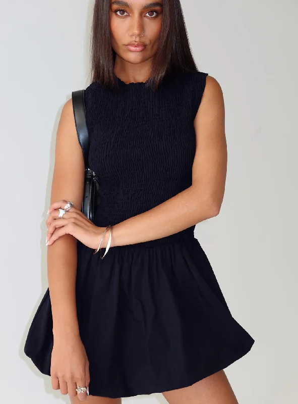Prom dresses for outdoor events with UV protection -Narnie Mini Dress Navy