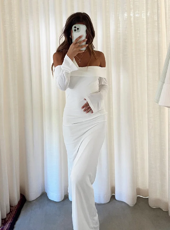 Prom dresses with convertible necklines -Maida Maxi Dress White