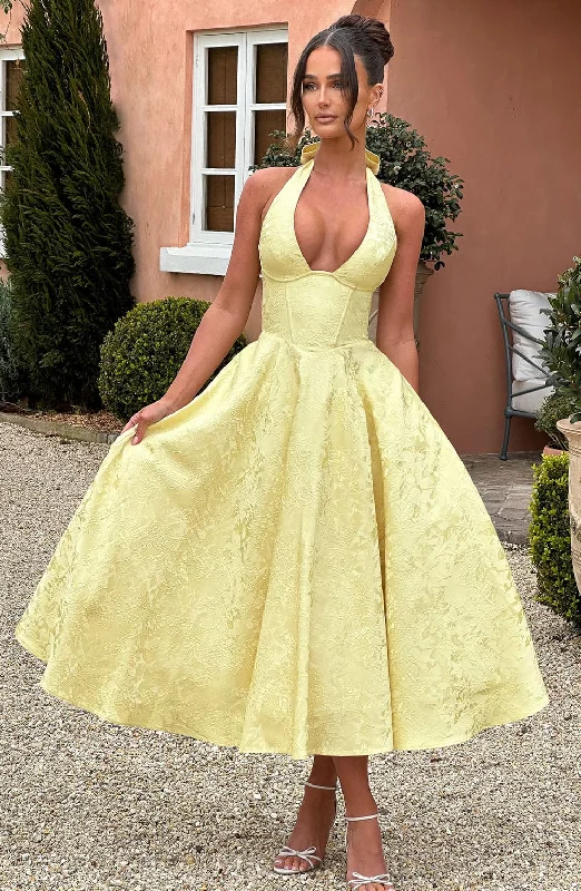 Prom dresses for formal events with sophisticated styles and luxurious fabrics for elegance and refinement -Effie Midi Dress - Lemon Prom dresses for formal events with sophisticated styles and luxurious fabrics for elegance and refinement -Effie Midi Dress - Lemon