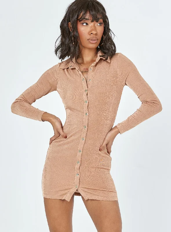 Corset dresses for formal events with floral patterns and pastel colors for a fresh look -Elody Long Sleeve Mini Dress Brown Corset dresses for formal events with floral patterns and pastel colors for a fresh look -Elody Long Sleeve Mini Dress Brown
