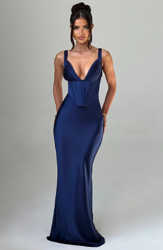 Wedding guest accessories for beach-themed events- -Shae Maxi Dress - Navy