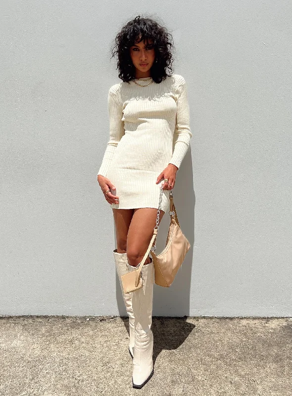 Corset dresses with unique cultural influences and traditional styles -Nadine Long Sleeve Mini Dress Cream