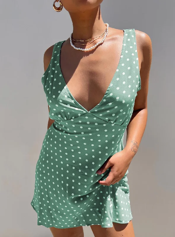 Birthday dresses for formal events with smart temperature regulation and comfort for optimal relaxation and well-being -Nellie Mini Dress Green Polka Dot Birthday dresses for formal events with smart temperature regulation and comfort for optimal relaxation and well-being -Nellie Mini Dress Green Polka Dot
