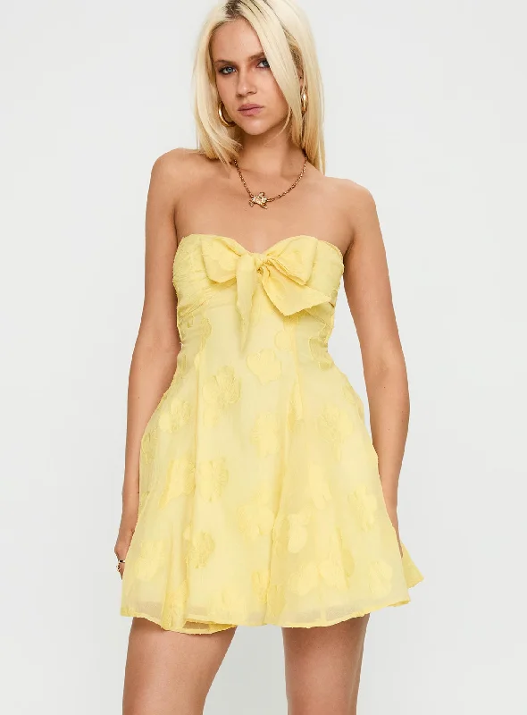 Prom dresses for plus-size women with comfortable and flattering silhouettes -Loulani Strapless Mini Dress Lemon Prom dresses for plus-size women with comfortable and flattering silhouettes -Loulani Strapless Mini Dress Lemon