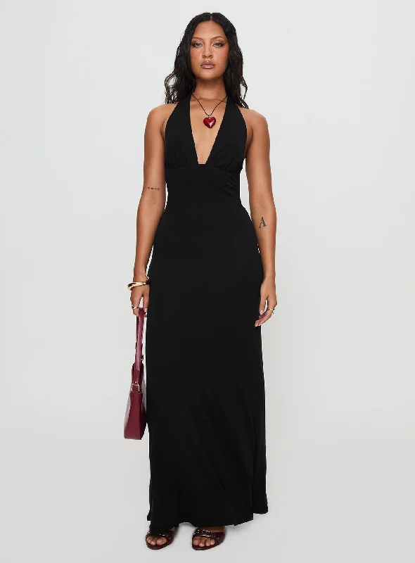 Formal party dresses with luxurious fabrics and sophisticated designs -Tinisie Maxi Dress Black