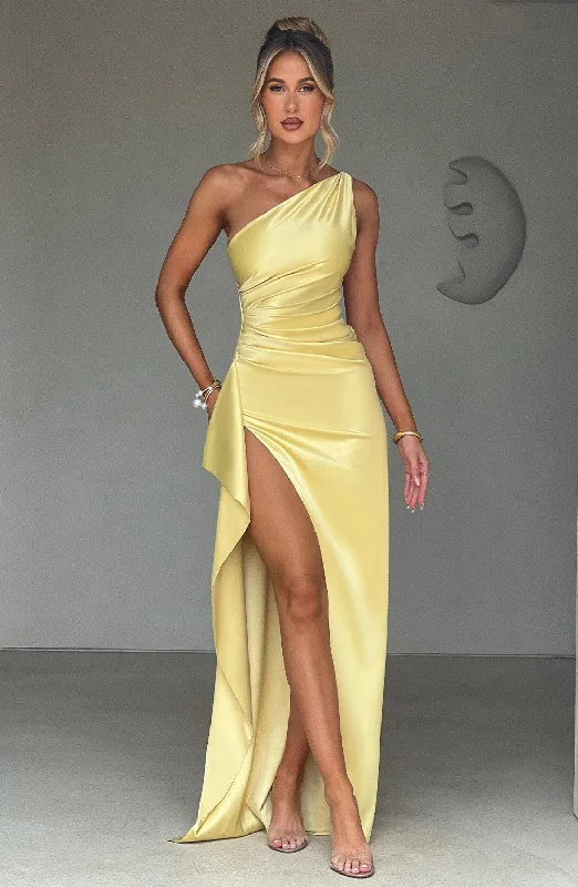 Prom dresses with innovative technology features and smart fabrics for futuristic style -Ariel Maxi Dress - Lemon