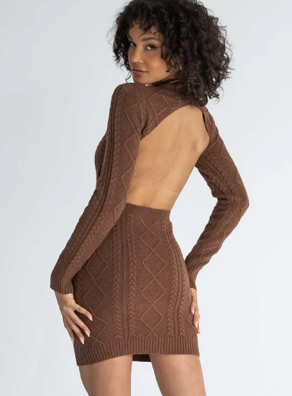 Corset dresses for special occasions with custom designs -Zion Long Sleeve Mini Dress Brown Corset dresses for special occasions with custom designs -Zion Long Sleeve Mini Dress Brown