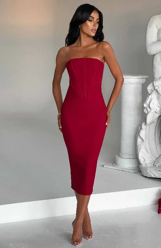 Prom dresses with eco-friendly packaging and shipping for sustainability -Amore Midi Dress - Red Prom dresses with eco-friendly packaging and shipping for sustainability -Amore Midi Dress - Red