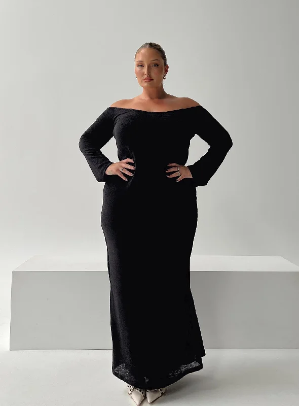 Birthday dresses with eco-friendly materials and sustainable production for environmental awareness and responsibility -Korey Off The Shoulder Maxi Dress Black Curve Birthday dresses with eco-friendly materials and sustainable production for environmental awareness and responsibility -Korey Off The Shoulder Maxi Dress Black Curve