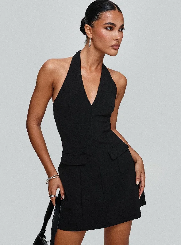 Formal birthday dresses with luxurious fabrics and sophisticated designs for formal events and galas -Emanuela Halter Mini Dress Black Formal birthday dresses with luxurious fabrics and sophisticated designs for formal events and galas -Emanuela Halter Mini Dress Black