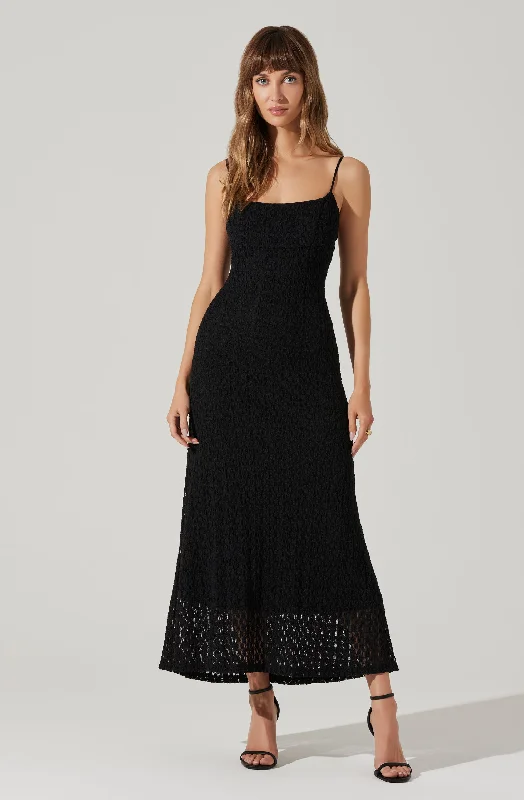 Wedding guest outfits for indoor vs. outdoor venues- -Renaisse Textured Maxi Dress