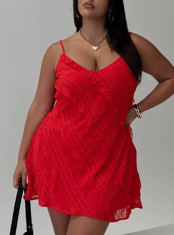 Party dresses with convertible necklines and sleeves for versatility -Lars Mini Dress Red Curve