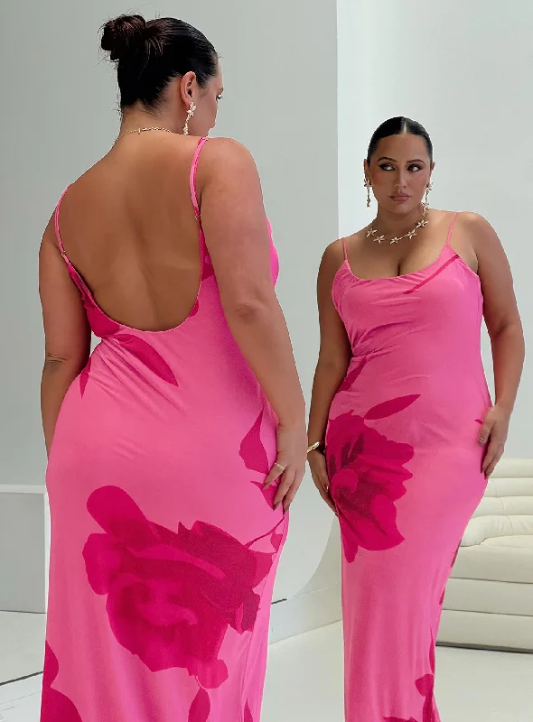 Birthday dresses with eco-friendly materials and sustainable production -Knox Maxi Dress Hot Pink Floral Curve Birthday dresses with eco-friendly materials and sustainable production -Knox Maxi Dress Hot Pink Floral Curve