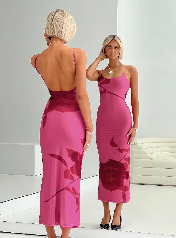 Wedding guest shoes matching seasonal palettes- -Knox Maxi Dress Hot Pink Floral