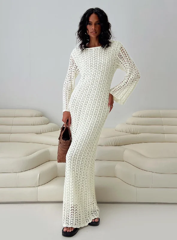 Party dresses for special occasions with personalized messages and quotes -Westy Knit Maxi Dress Cream Party dresses for special occasions with personalized messages and quotes -Westy Knit Maxi Dress Cream