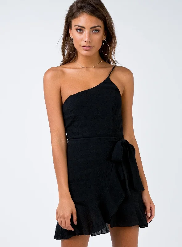 Birthday dresses for winter formal events with wool -Reggie Mini Dress Black