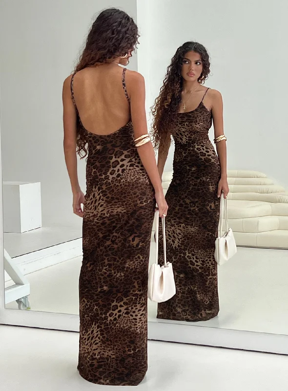 Prom dresses with unique accessories and embellishments -Knox Maxi Dress Leopard