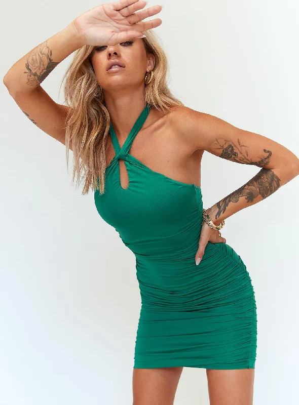 Formal party dresses for formal events with classic silhouettes and vintage-inspired accessories for a classic look -Masen Mini Dress Forest Green