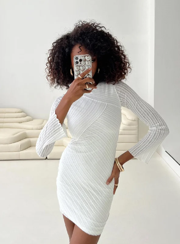 Birthday dresses for formal events with convertible sleeves -Raisa Long Sleeve Mini Dress White Birthday dresses for formal events with convertible sleeves -Raisa Long Sleeve Mini Dress White